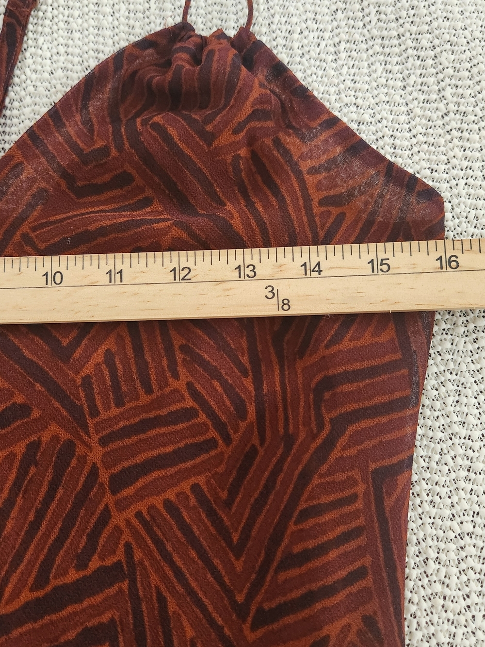 Moda International Rust Geometric Ruffle Slip Dress - Picture 7 of 8